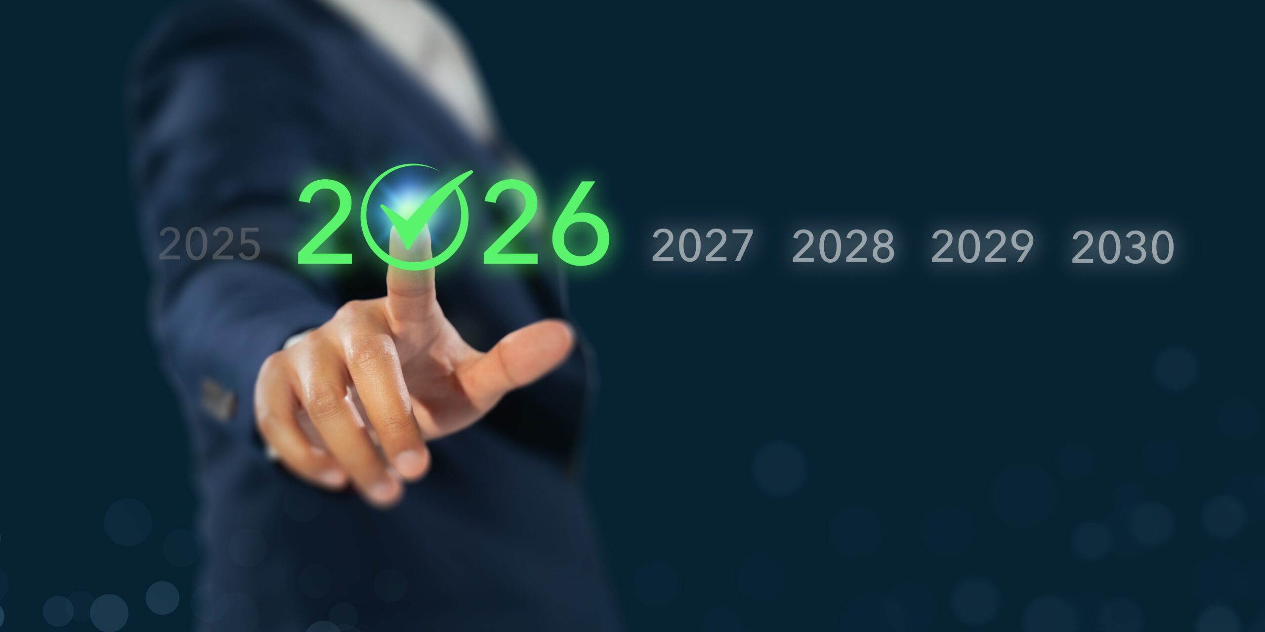 Setting,Future,Business,Goals,In,2026.,A,Businessman,Touches,A
