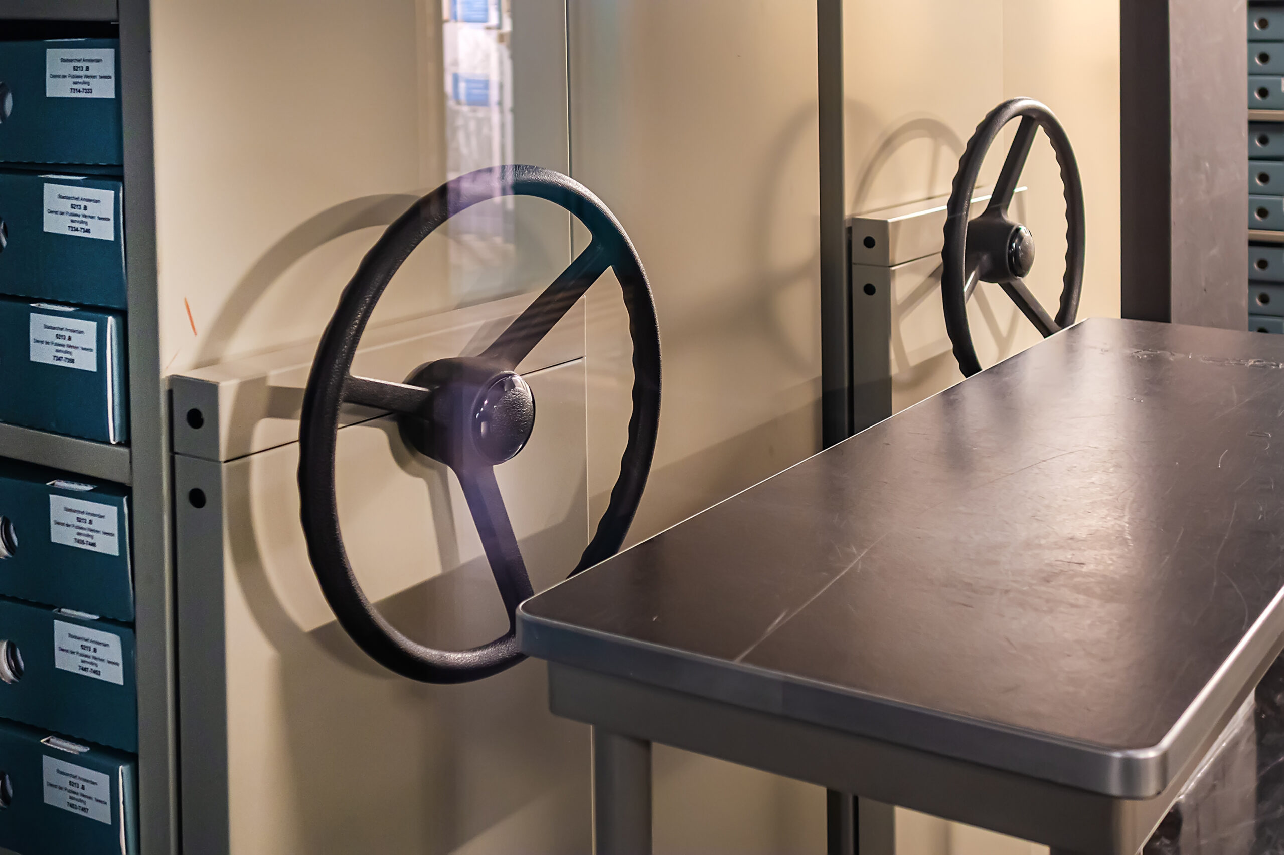 AMSTERDAM, The NETHERLANDS - March 21, 2025: Interior of City Archives of Amsterdam (Stadsarchief Amsterdam). Document storage and doors with safe locks.